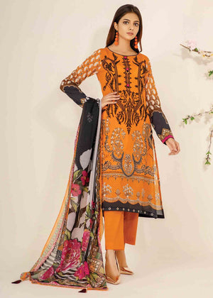 edenrobe Premium Lawn Unstitched 3Pc Embroidered Suit EWU21V2-20459 - FaisalFabrics.pk