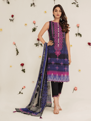 edenrobe Summer Luxe Lawn Unstitched 3pc Embroidered Suit EWU21V2-20462 - FaisalFabrics.pk
