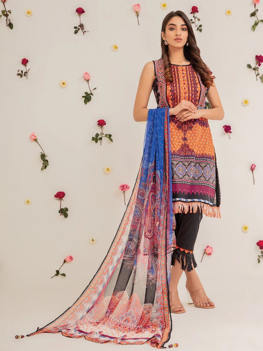 edenrobe Premium Lawn Unstitched 3 Piece Embroidered Suit EWU21V2-20463 - FaisalFabrics.pk