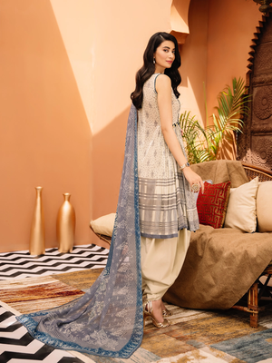 edenrobe Summer Luxe Lawn Unstitched 3pc Embroidered Suit EWU21V2-20466 - FaisalFabrics.pk