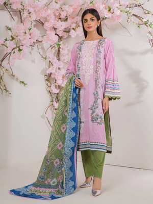 edenrobe Nayab Lawn Unstitched 3pc Embroidered Suit EWU21V2-20485 - FaisalFabrics.pk