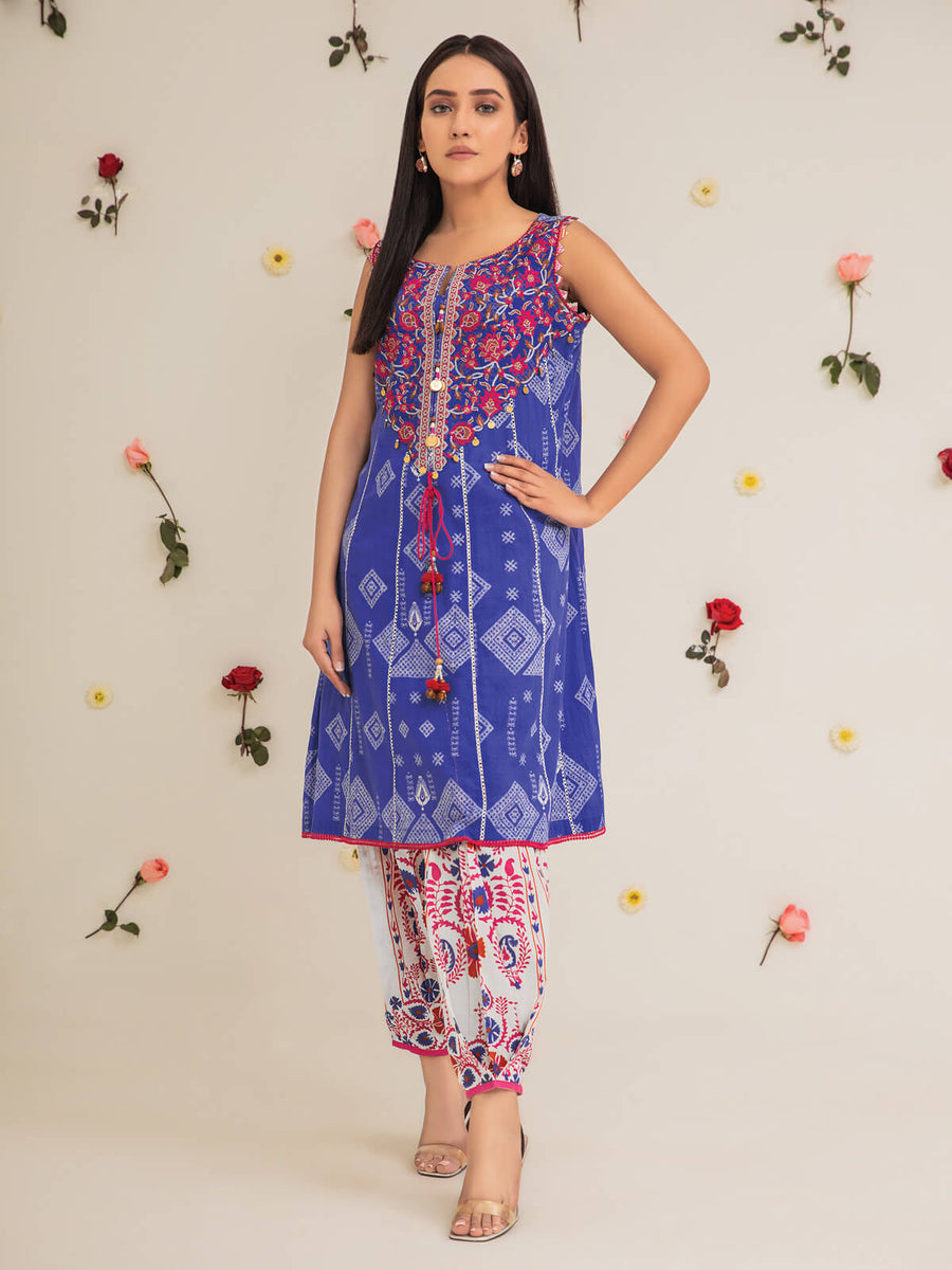 edenrobe Premium Lawn Unstitched 2 Piece Embroidered Suit EWU21V2-20487 - FaisalFabrics.pk