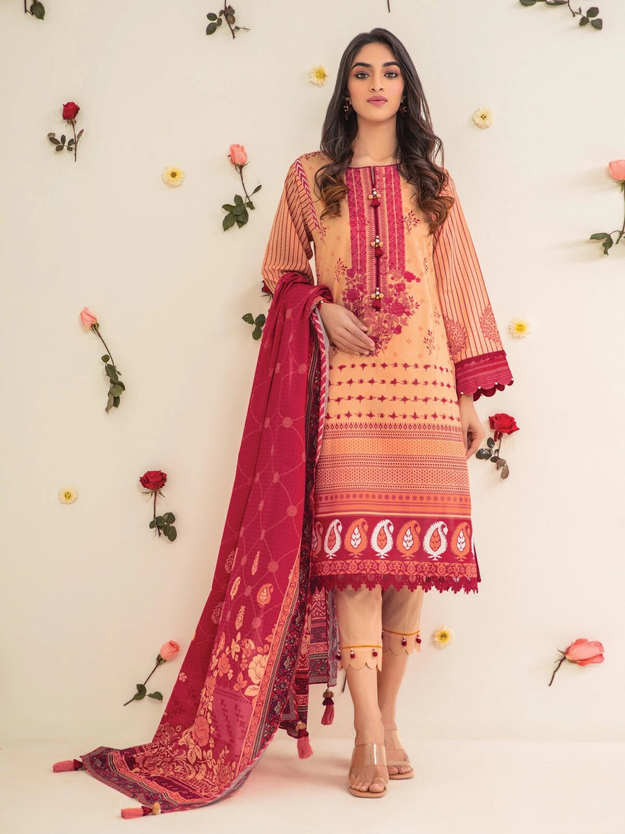 edenrobe Premium Lawn Unstitched 2pc Embroidered Suit EWU21V2-20503 - FaisalFabrics.pk