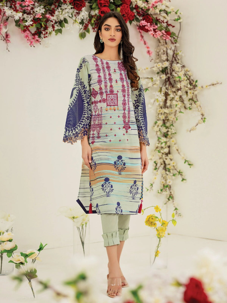 edenrobe Premium Lawn Unstitched 1pc Embroidered Shirt EWU21V2-20531 - FaisalFabrics.pk
