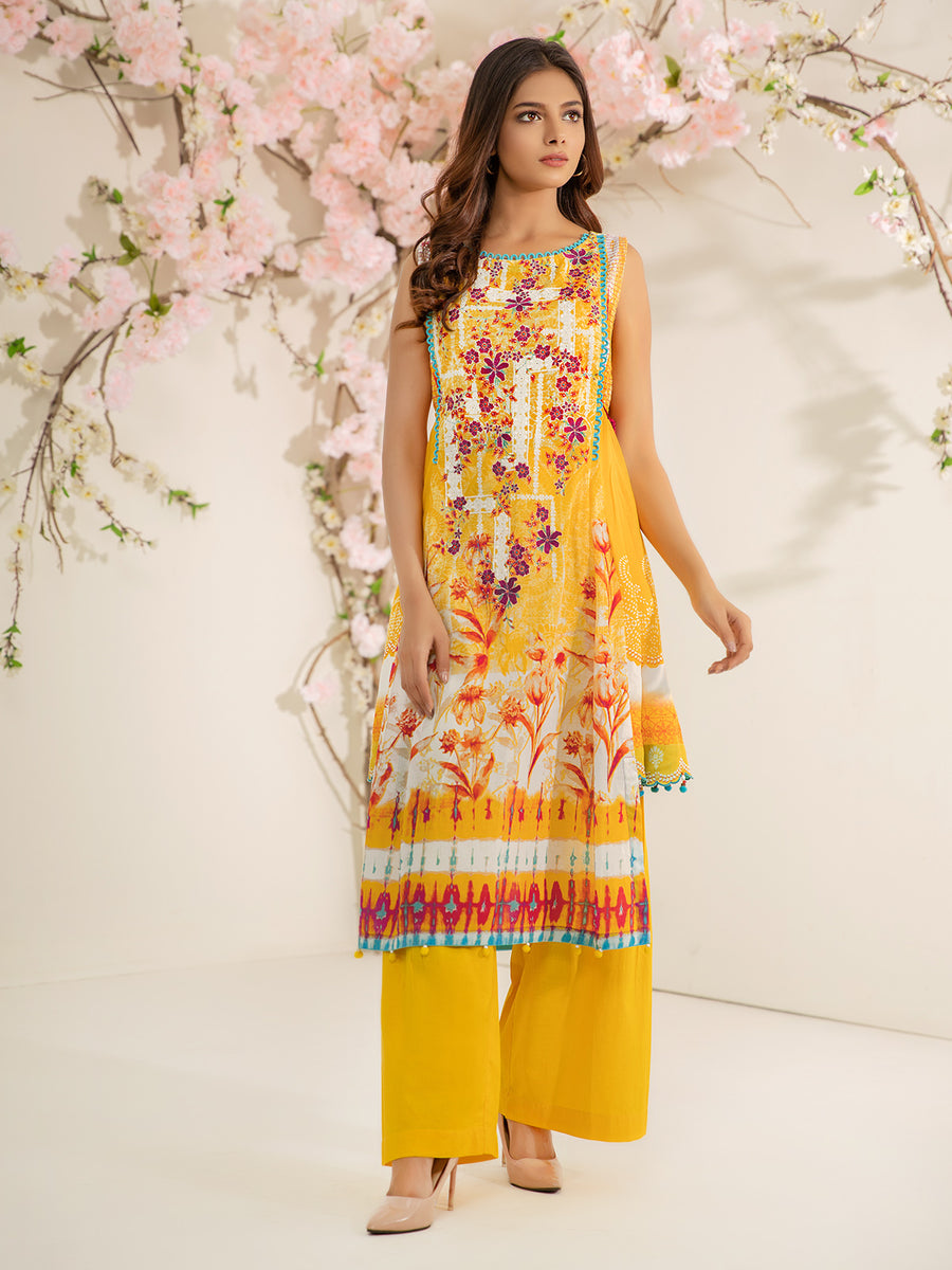 edenrobe Premium Lawn Unstitched 1pc Embroidered Shirt EWU21V2-20535 - FaisalFabrics.pk