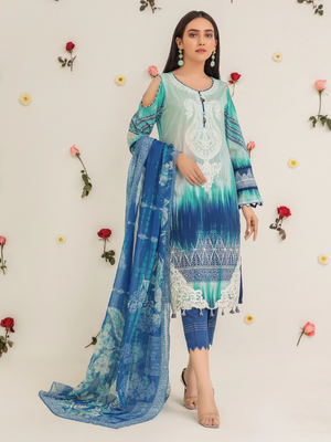 edenrobe Summer Luxe Lawn Unstitched 3pc Embroidered Suit EWU21V3-20458 - FaisalFabrics.pk