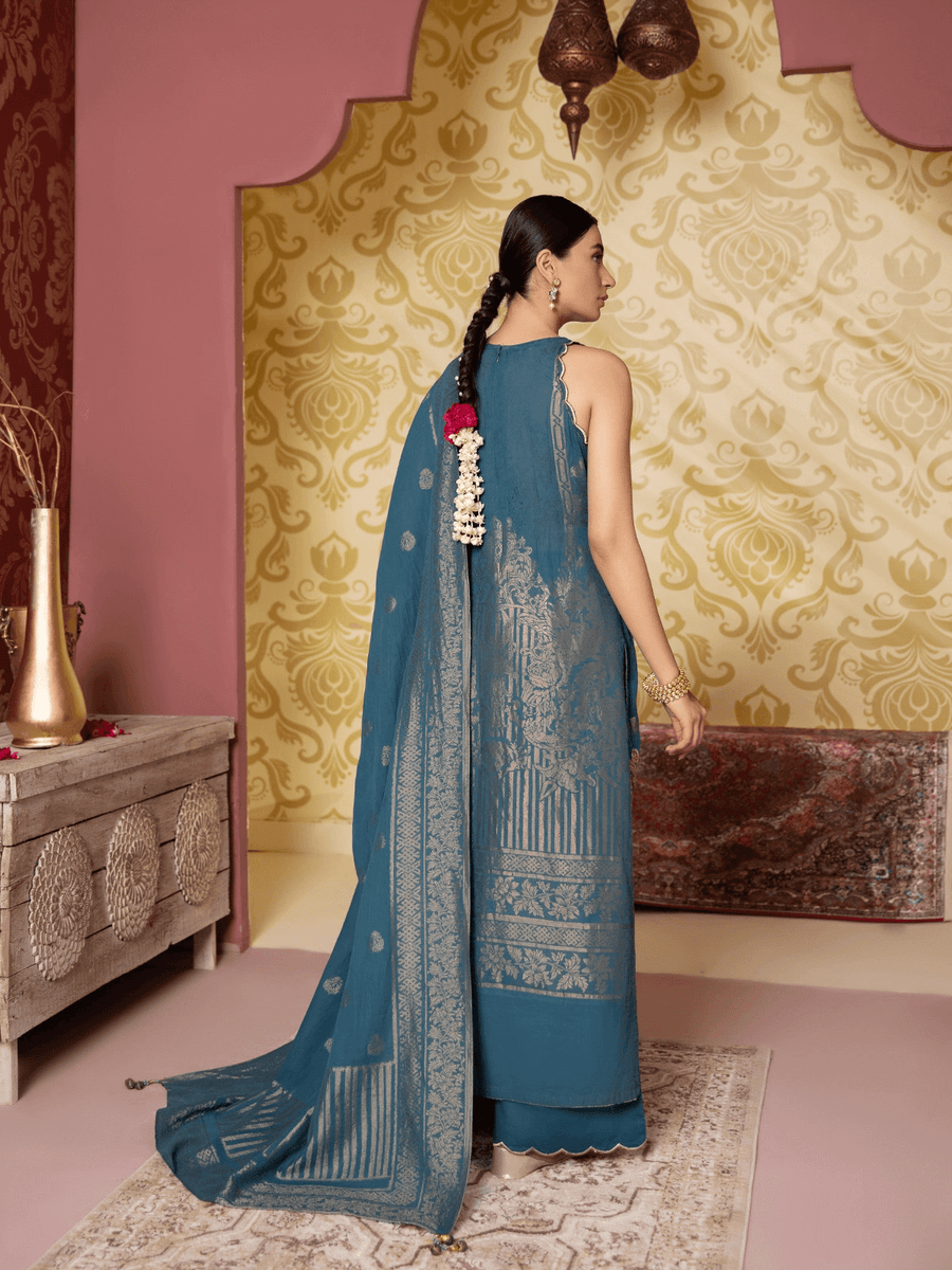 edenrobe Nayab Jacquard Unstitched 3pc Embroidered Suit EWU21V3-20479 - FaisalFabrics.pk