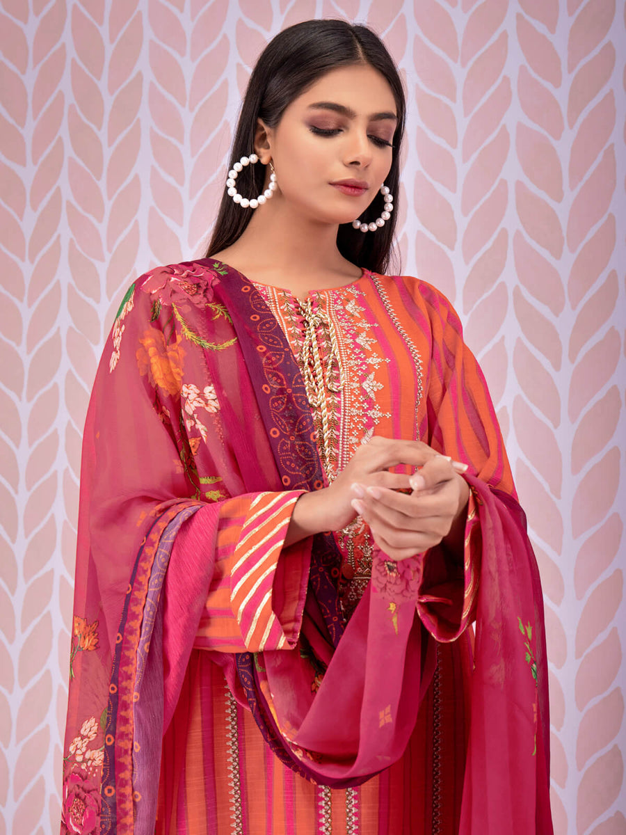 edenrobe Shades of Winter Khaddar Embroidered 3pc Suit EWU21V8-21631 - FaisalFabrics.pk