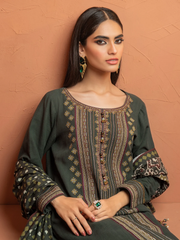 edenrobe Winter Muse Embroidered Khaddar 3pc Suit EWU21V8-21634 - FaisalFabrics.pk
