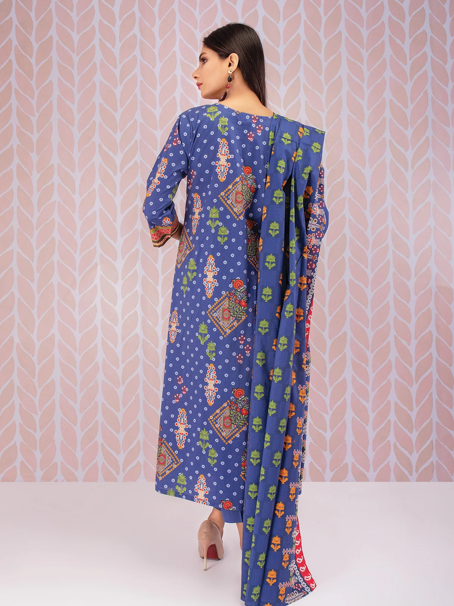 edenrobe Women Unstitched Shades Of Winter EWU21V8-21639 - Blue - 3 Piece - FaisalFabrics.pk