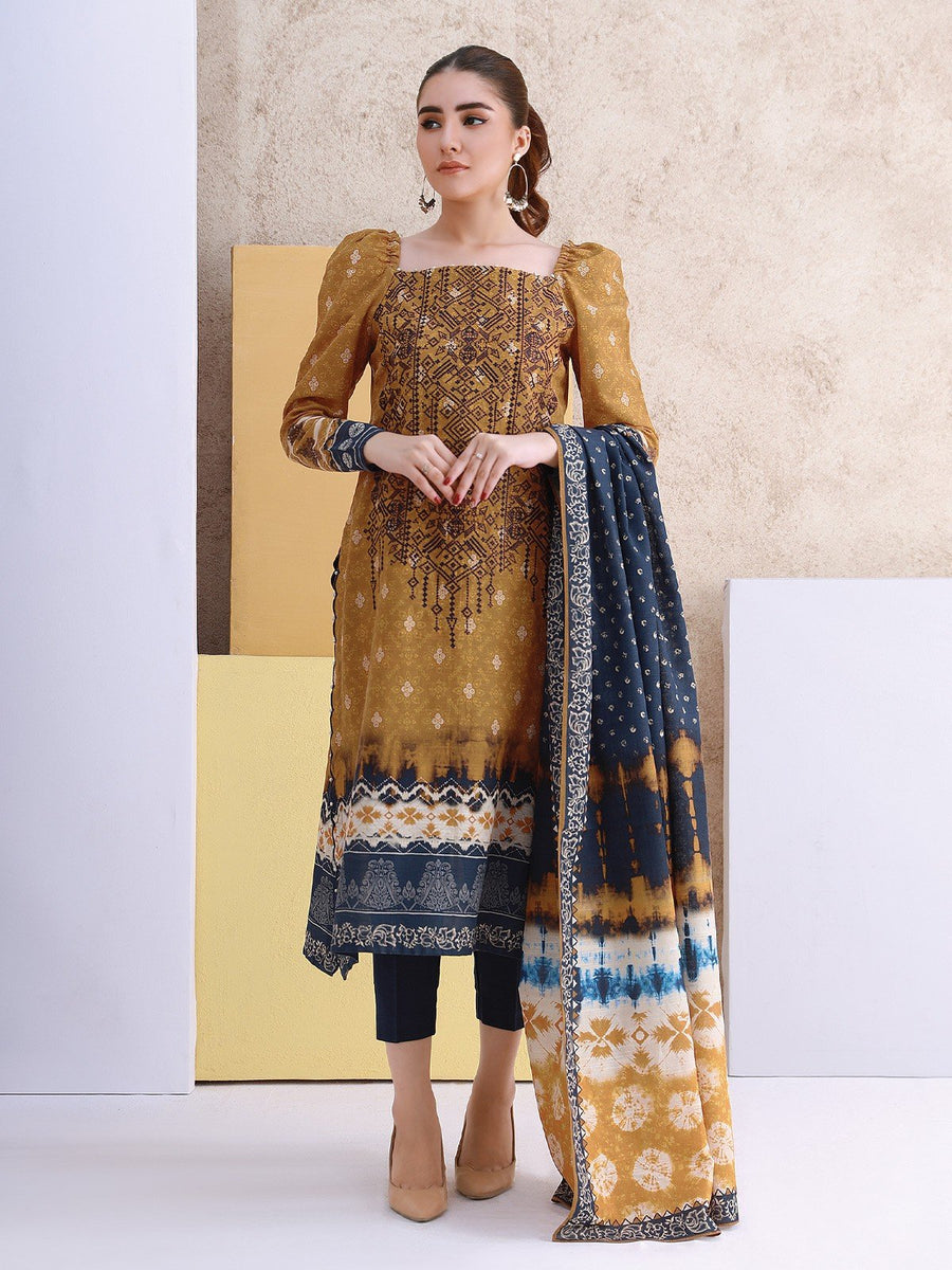 edenrobe Talaash Embroidered Khaddar 3Pc Suit EWU21V8-21669
