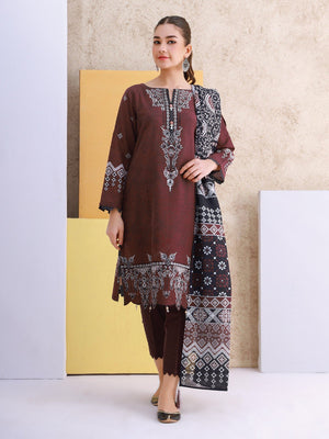 edenrobe Talaash Embroidered Khaddar 3Pc Suit EWU21V8-21672