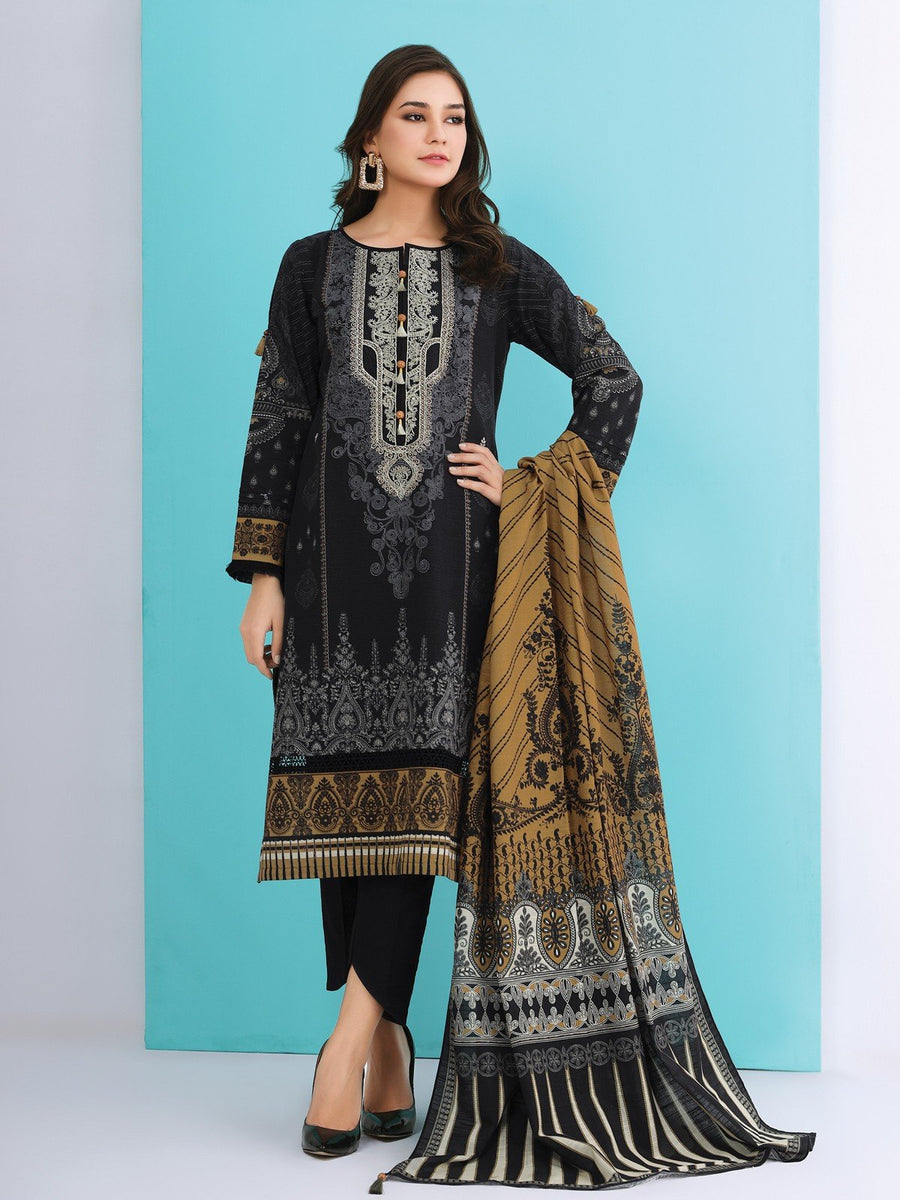 edenrobe Talaash Embroidered Khaddar 3Pc Suit EWU21V8-21674