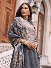 edenrobe Shades of Winter Khaddar Embroidered 3pc Suit EWU21V8-21676 - FaisalFabrics.pk