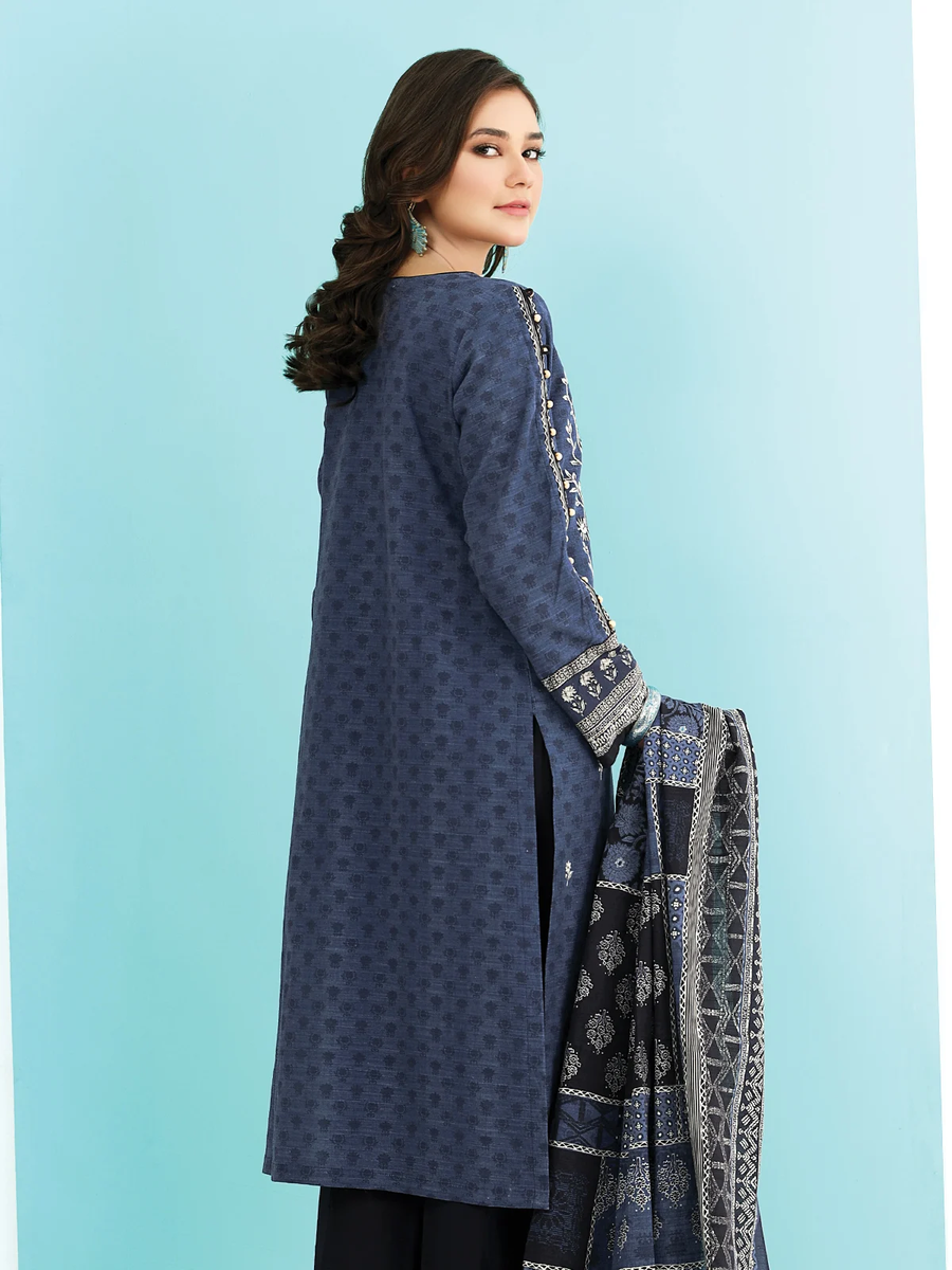 edenrobe Shades of Winter Khaddar Embroidered 3pc Suit EWU21V8-21679 - FaisalFabrics.pk