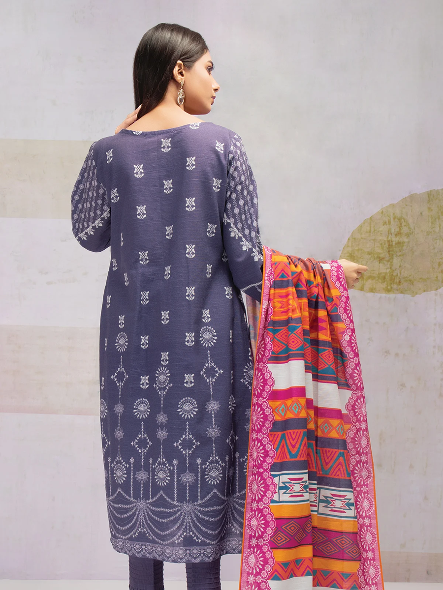 edenrobe Shades of Winter Khaddar Embroidered 3pc Suit EWU21V8-21680 - FaisalFabrics.pk