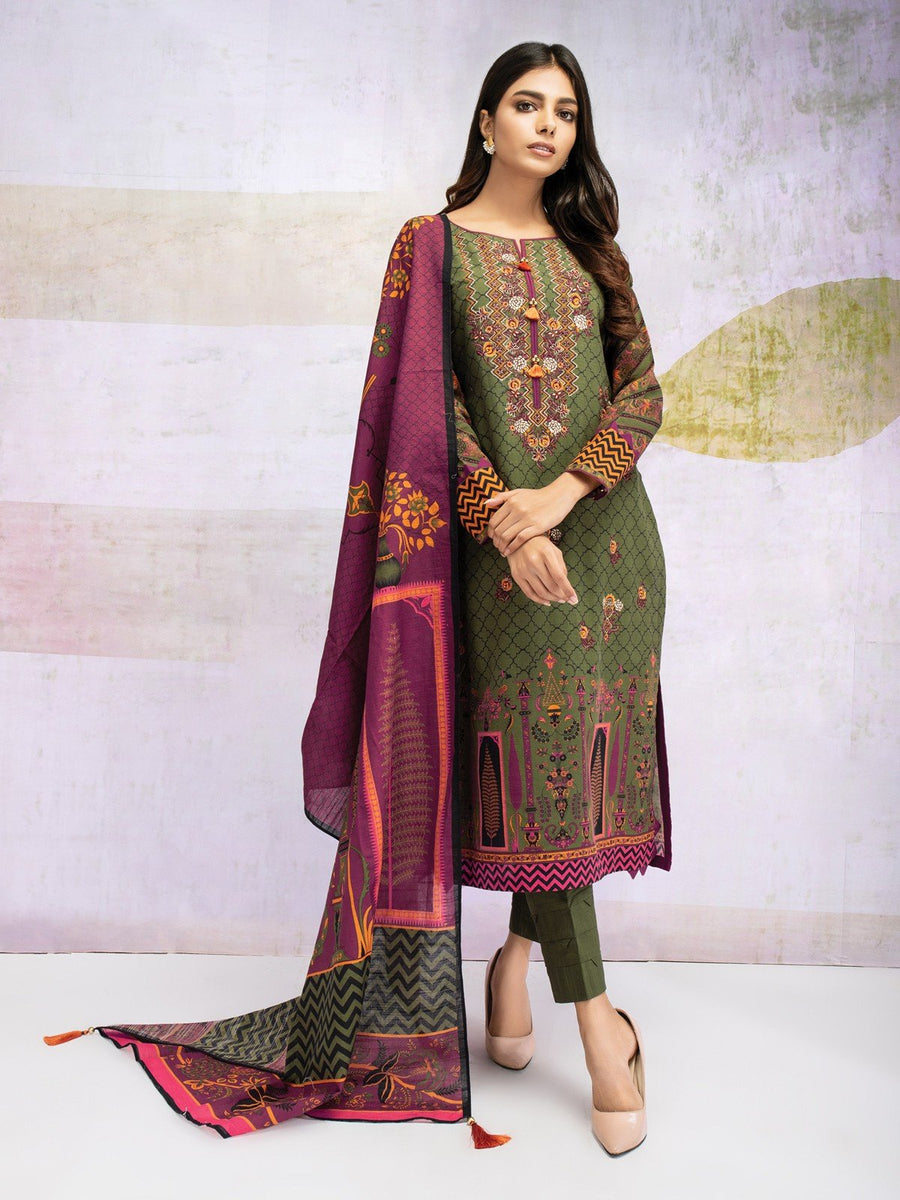 edenrobe Talaash Embroidered Khaddar 3Pc Suit EWU21V8-21682