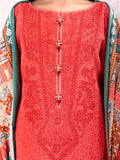 edenrobe Womens Unstitched Orhni Khaddar EWU21V8-21683 - Coral - 3 Piece - FaisalFabrics.pk