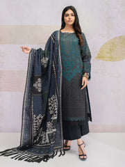 edenrobe Womens Unstitched Orhni Khaddar EWU21V8-21686 - Charcoal - 3 Piece - FaisalFabrics.pk