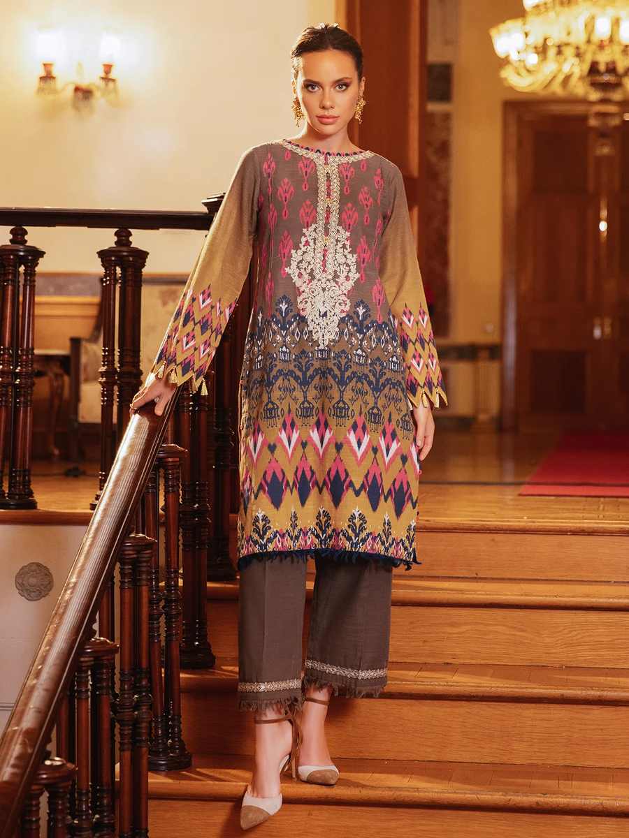 edenrobe Shades of Winter Embroidered Khaddar 2pc Suit EWU21V8-21694 - FaisalFabrics.pk