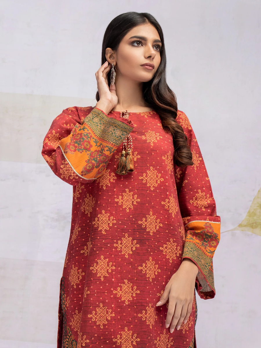 edenrobe Women Unstitched Shades Of Winter EWU21V8-21701 - Maroon - 2 Piece - FaisalFabrics.pk