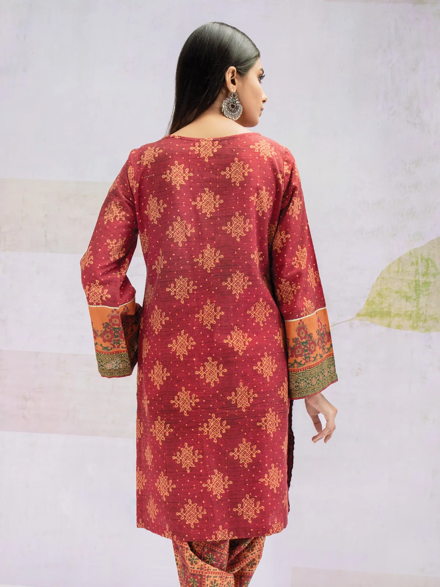 edenrobe Women Unstitched Shades Of Winter EWU21V8-21701 - Maroon - 2 Piece - FaisalFabrics.pk