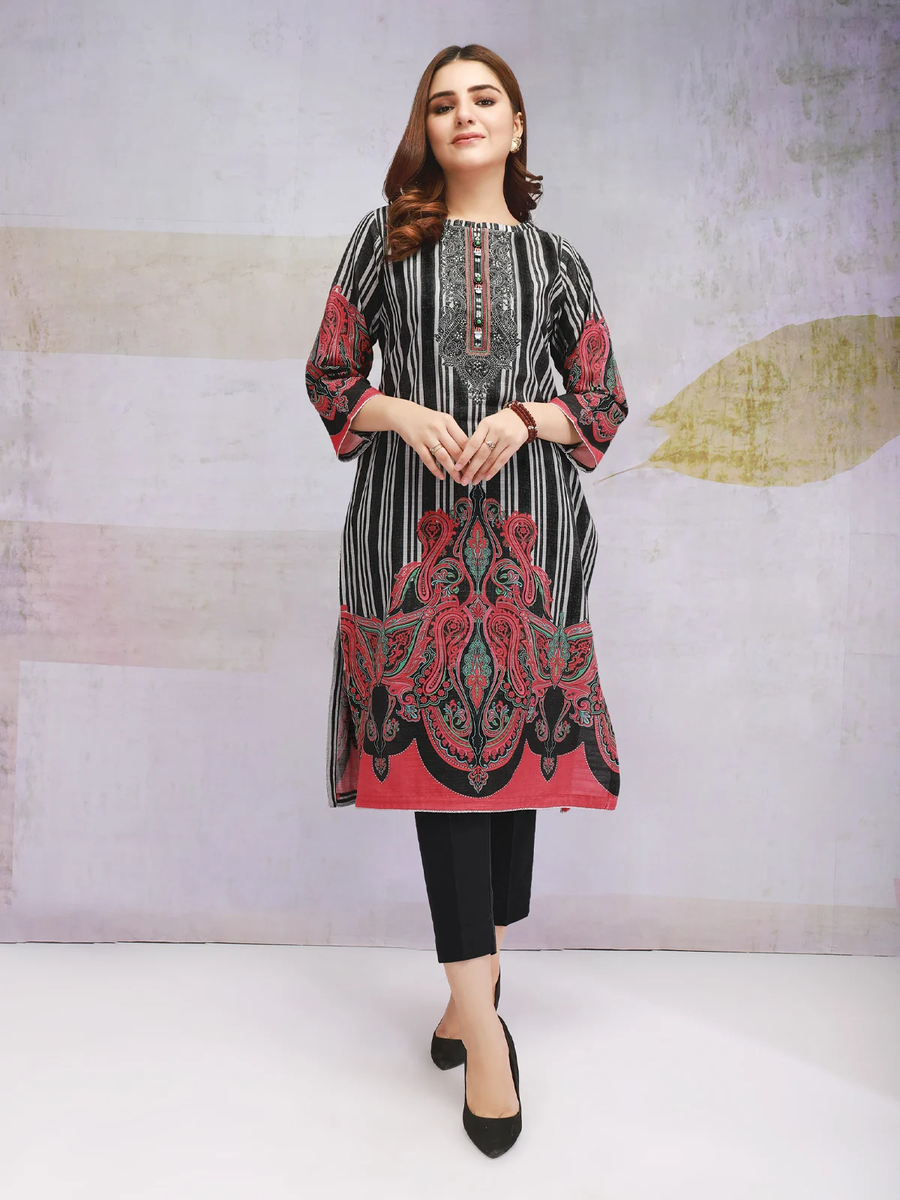 edenrobe Women Unstitched Shades Of Winter EWU21V8-21712 - Black - 1 Piece - FaisalFabrics.pk