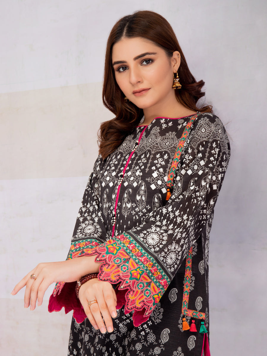 edenrobe Women Unstitched Shades Of Winter EWU21V8-21715 - Black - 1 Piece - FaisalFabrics.pk