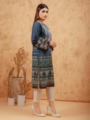 edenrobe Shades of Winter Embroidered Cotton Satin 1pc Shirt EWU21V8-21724 - FaisalFabrics.pk