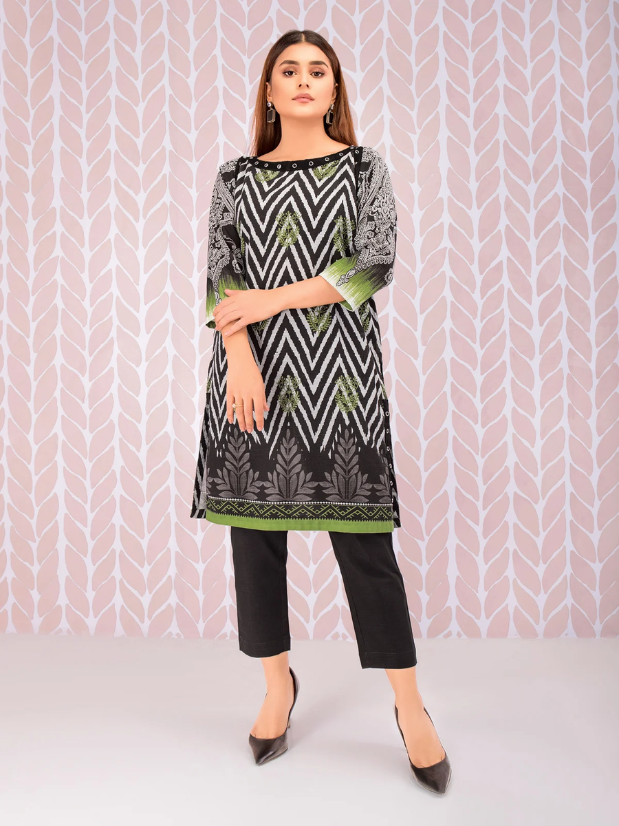 edenrobe Shades of Winter Embroidered Cotton Satin 1pc Shirt EWU21V8-21725 - FaisalFabrics.pk