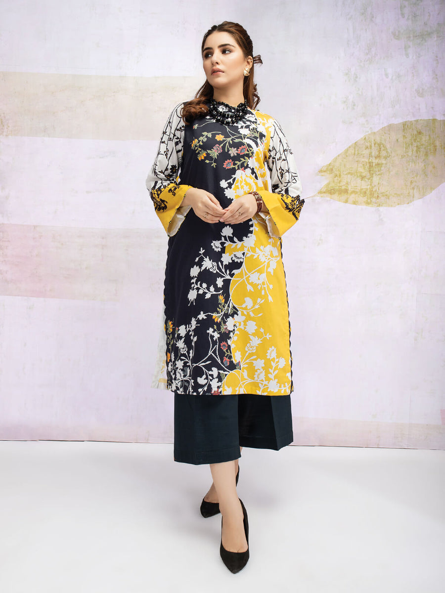 edenrobe Women Unstitched Shades Of Winter EWU21V8-21727 - Black - 1 Piece - FaisalFabrics.pk