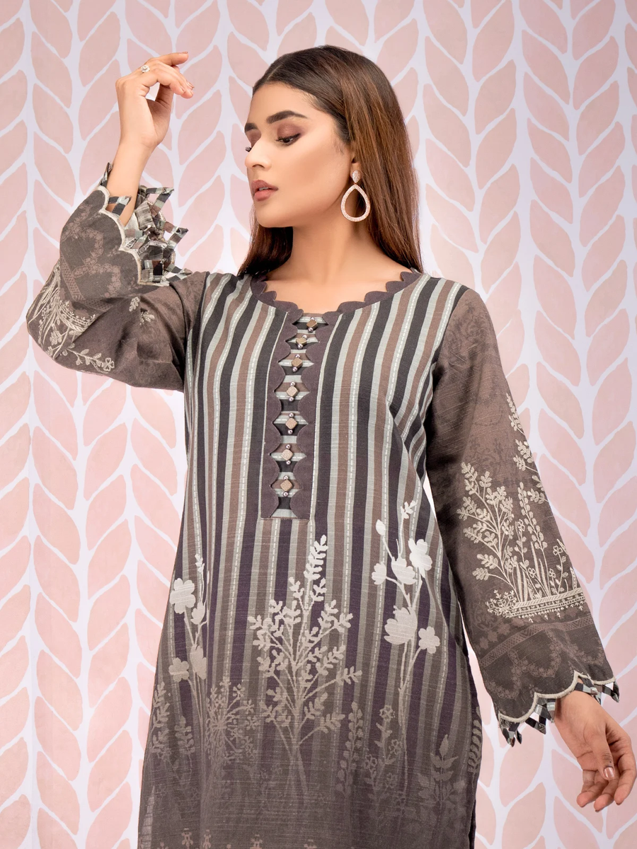 edenrobe Shades of Winter Printed Cotton Satin 1pc Shirt EWU21V8-21729 - FaisalFabrics.pk