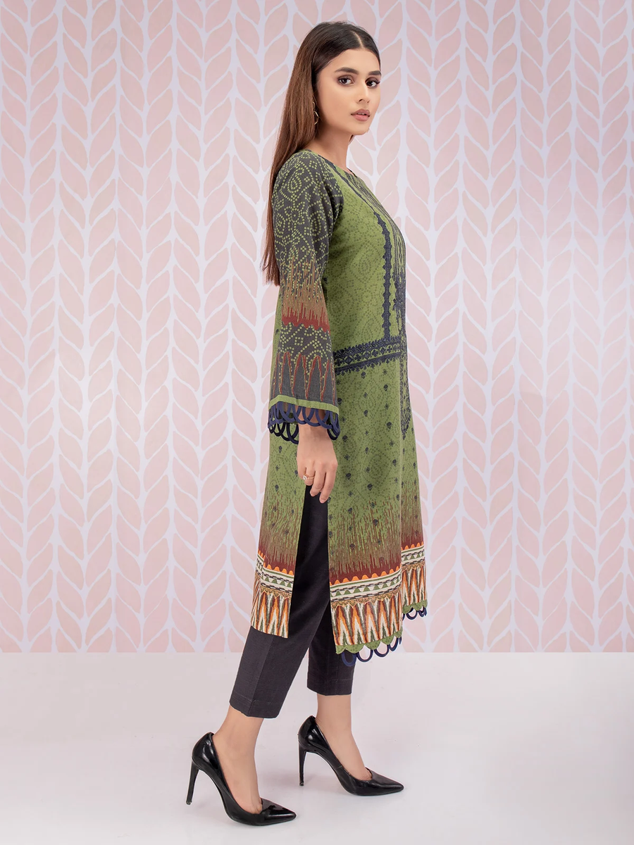 edenrobe Women Unstitched Shades Of Winter EWU21V8-21731 - Olive - 1 Piece - FaisalFabrics.pk