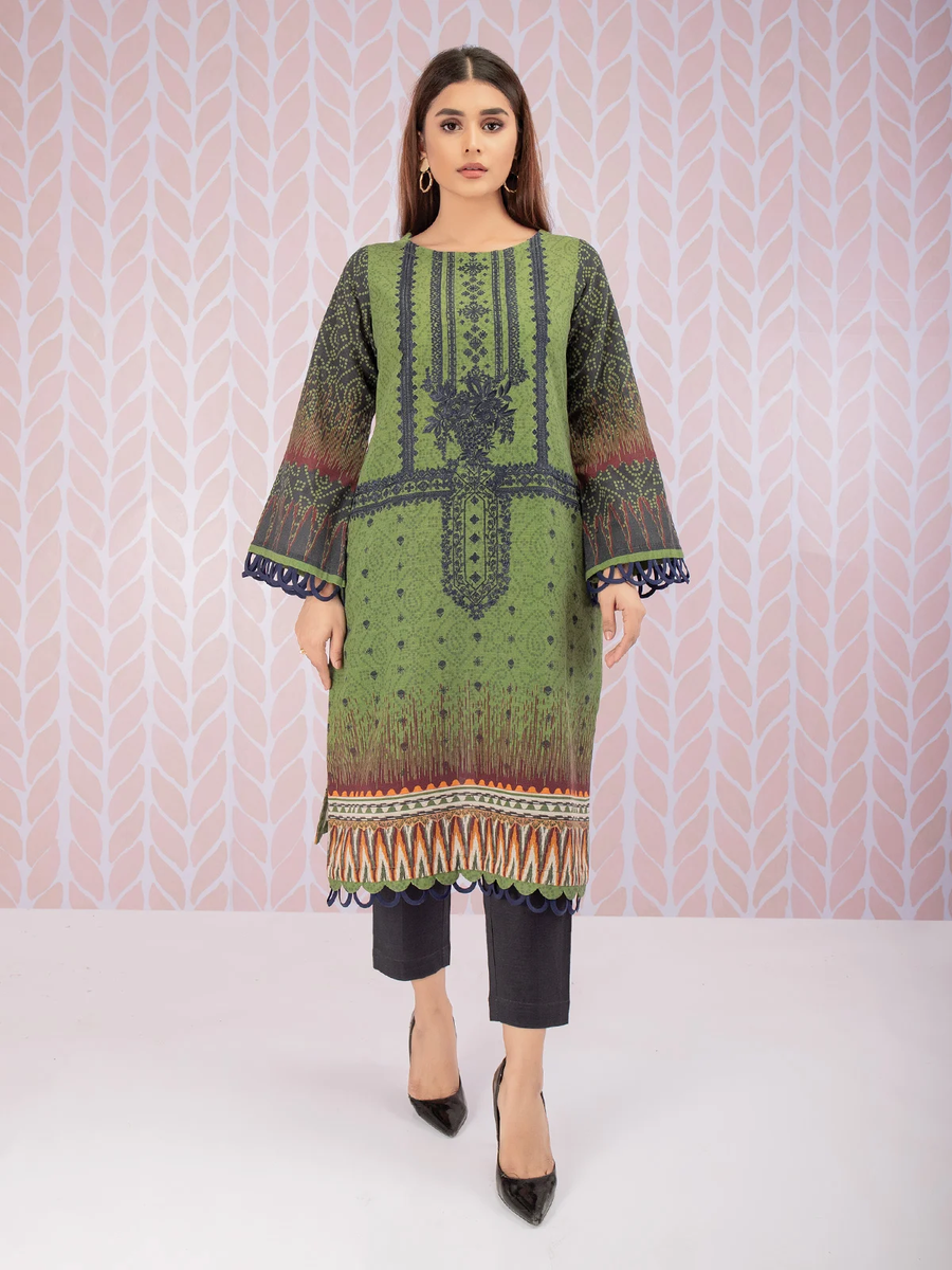 edenrobe Women Unstitched Shades Of Winter EWU21V8-21731 - Olive - 1 Piece - FaisalFabrics.pk
