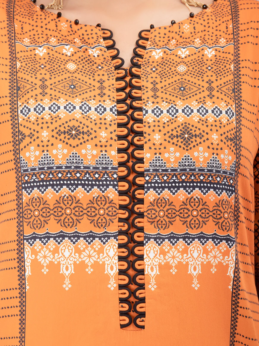 edenrobe Women Unstitched Shades Of Winter EWU21V8-21732 - Dull Orange - 1 Piece - FaisalFabrics.pk