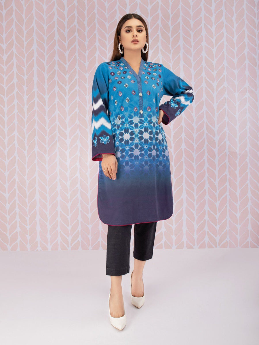 edenrobe Talaash Embroidered Cotton Satin Shirt EWU21V8-21733