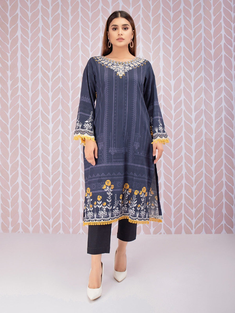 edenrobe Talaash Embroidered Cotton Satin Shirt EWU21V8-21734
