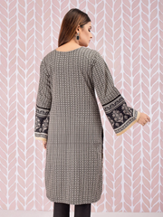 edenrobe Women Unstitched Shades Of Winter EWU21V8-21735 - Black & White - 1 Piece - FaisalFabrics.pk