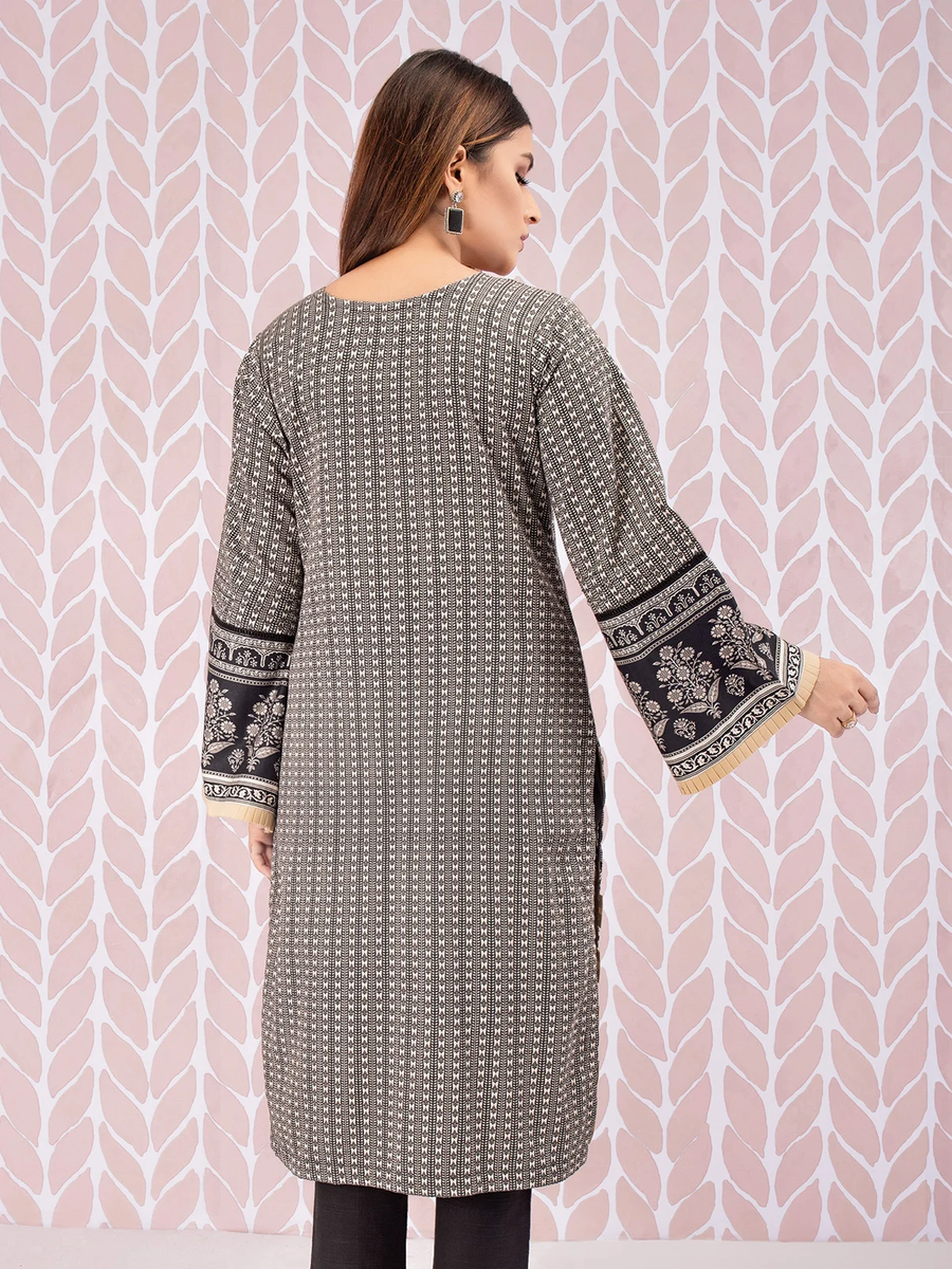 edenrobe Women Unstitched Shades Of Winter EWU21V8-21735 - Black & White - 1 Piece - FaisalFabrics.pk
