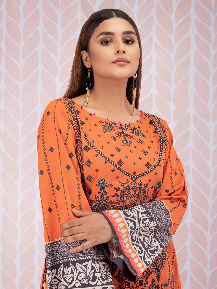 edenrobe Women Unstitched Shades Of Winter EWU21V8-21736 - Orange - 1 Piece - FaisalFabrics.pk