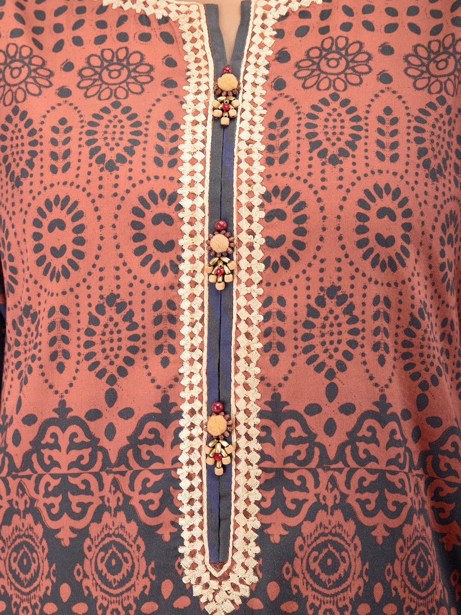 edenrobe Women Unstitched Shades Of Winter EWU21V8-21737 - Brown - 1 Piece - FaisalFabrics.pk