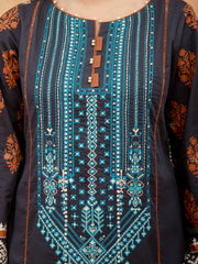 edenrobe Women Unstitched Shades Of Winter EWU21V8-21738 - Navy - 1 Piece - FaisalFabrics.pk