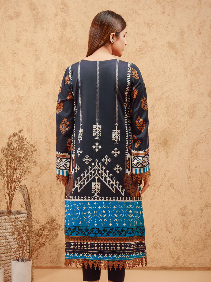 edenrobe Women Unstitched Shades Of Winter EWU21V8-21738 - Navy - 1 Piece - FaisalFabrics.pk