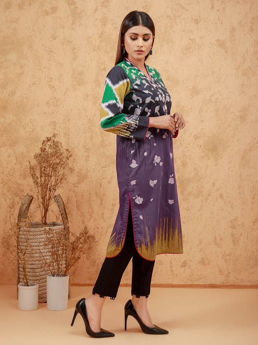 edenrobe Women Unstitched Shades Of Winter EWU21V8-21739 - Purple Multi - 1 Piece - FaisalFabrics.pk