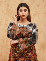 edenrobe Women Unstitched Shades Of Winter EWU21V8-21740 - Black Multi - 1 Piece - FaisalFabrics.pk