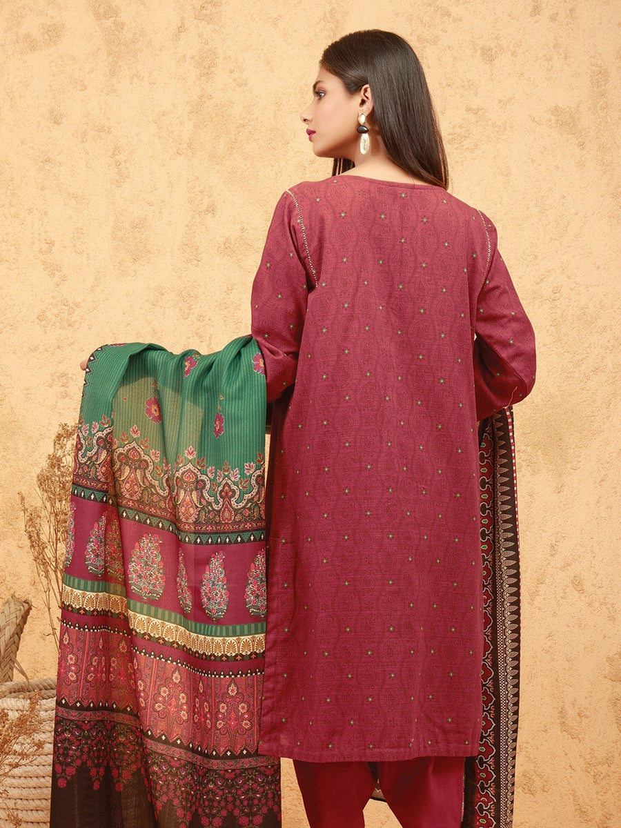 edenrobe Talaash Embroidered Khaddar 3Pc Suit EWU21V8-21763