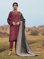 edenrobe Womens Unstitched Orhni Marina EWU21V8-21800 - Maroon - 3 Piece - FaisalFabrics.pk