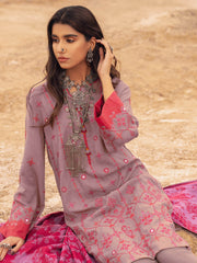 edenrobe Womens Unstitched Orhni Marina EWU21V8-21803 - Brown - 3 Piece - FaisalFabrics.pk