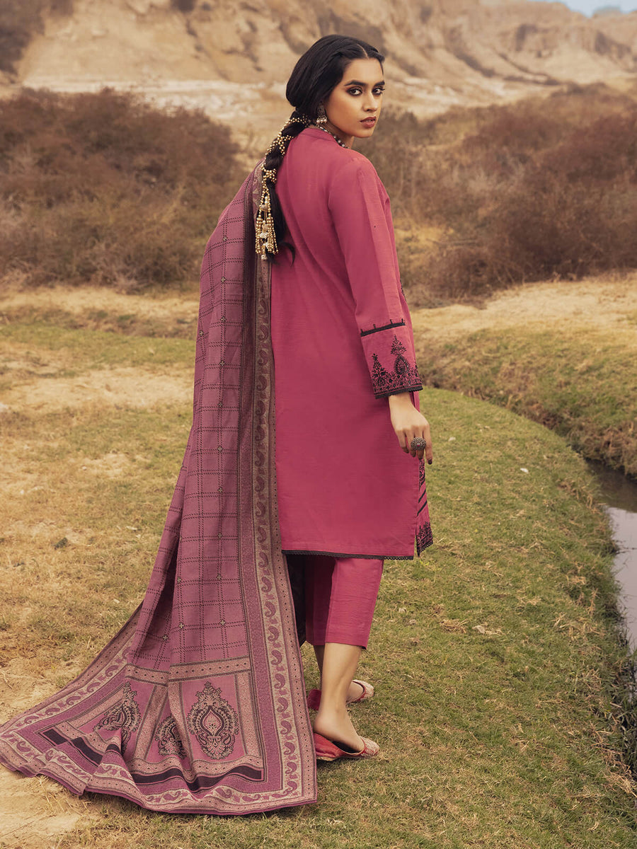 edenrobe Womens Unstitched Orhni Marina EWU21V8-21806 - Maroon - 3 Piece - FaisalFabrics.pk
