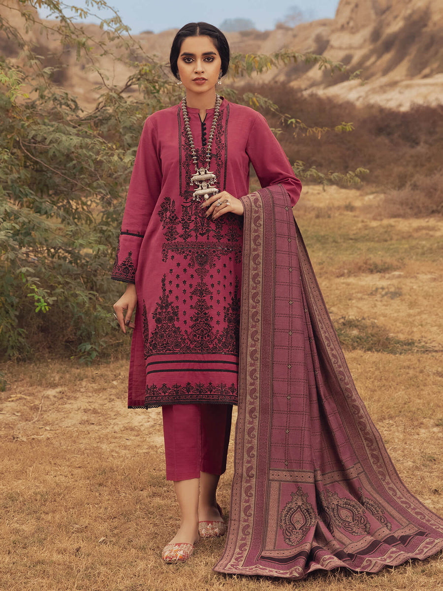 edenrobe Womens Unstitched Orhni Marina EWU21V8-21806 - Maroon - 3 Piece - FaisalFabrics.pk